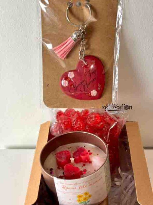Coffret bougie + porte clé Rubis