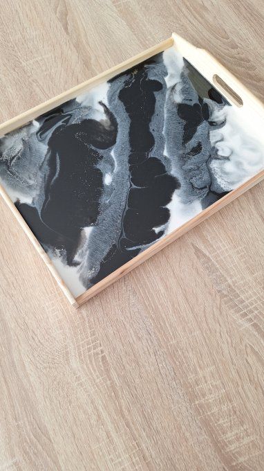 Plateau marbré Noir et Blanc 