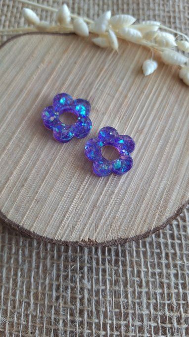 Fleurs pour Créoles - Violet Paillettes 