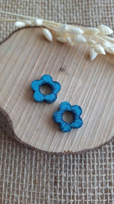 Fleurs pour Créoles - Bleues claires Paillettes