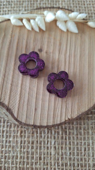 Fleurs pour Créoles - Violet Paillettes 