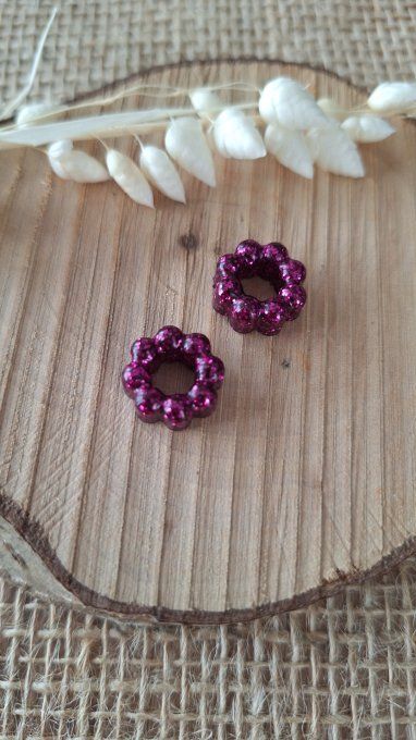 Mini cercle pour Créoles -  Fuchsia Paillettes