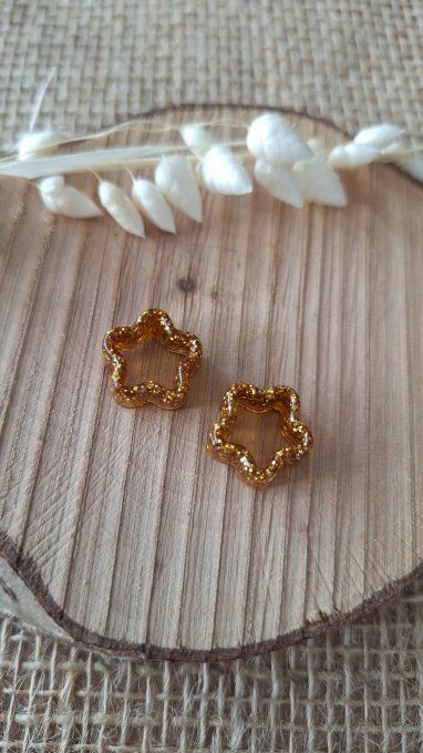 Mini étoile pour Créoles - Or Paillettes
