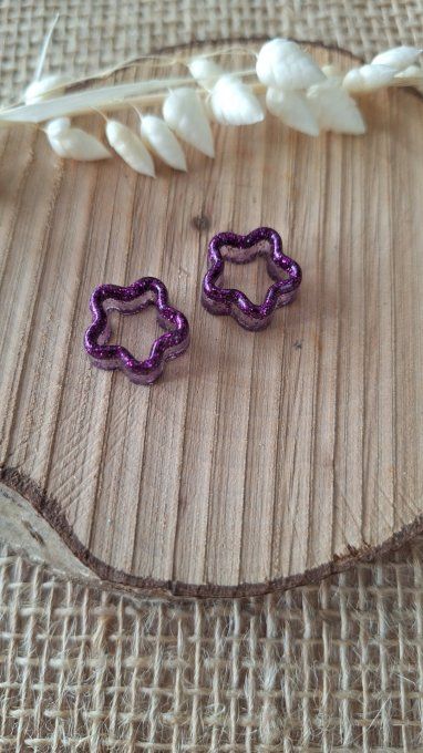 Mini étoile pour Créoles - Violet Paillettes