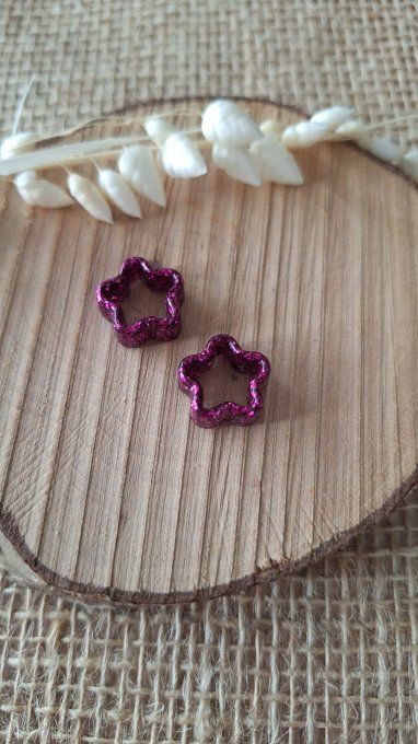 Mini étoile pour Créoles - Fuchsia Paillettes