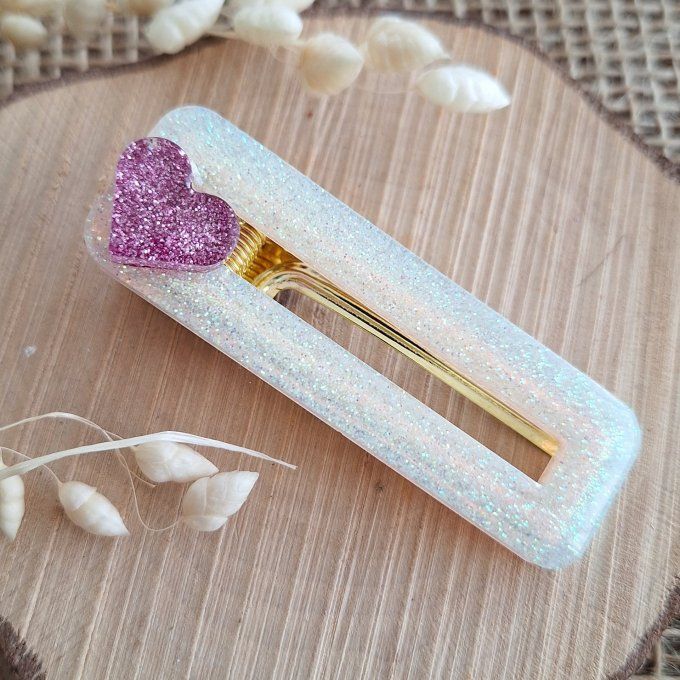 Barrette coeur paillettes