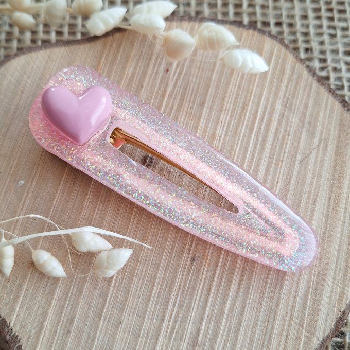 Barrette coeur rose
