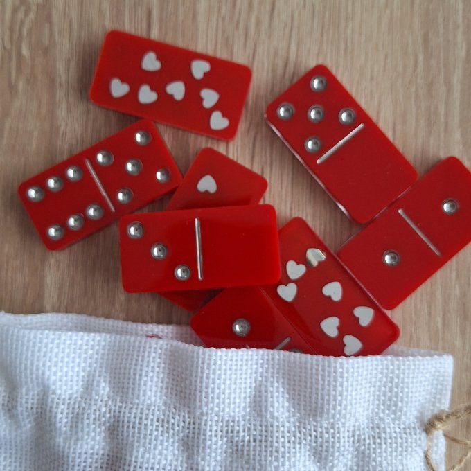 Jeu de dominos Rouge romantique 