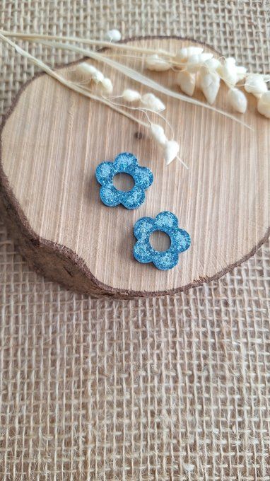 Fleurs pour Créoles - Bleu Ciel Paillettes 