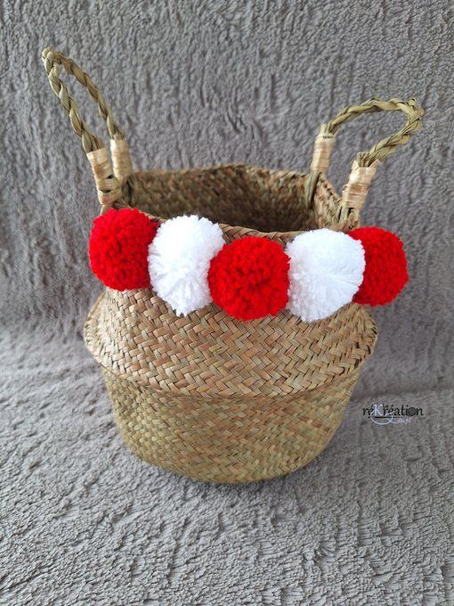 Panière Pompons Rouge
