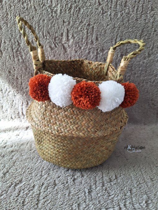 Panière Pompons Terracotta