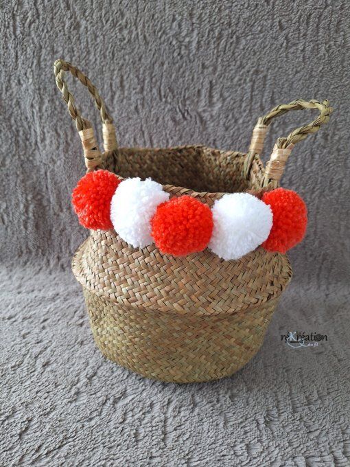 Panière Pompons Orange